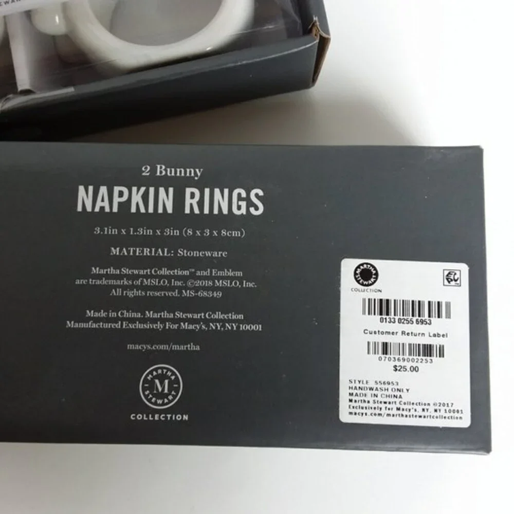 Martha Stewart Stoneware Bunny Napkin Rings